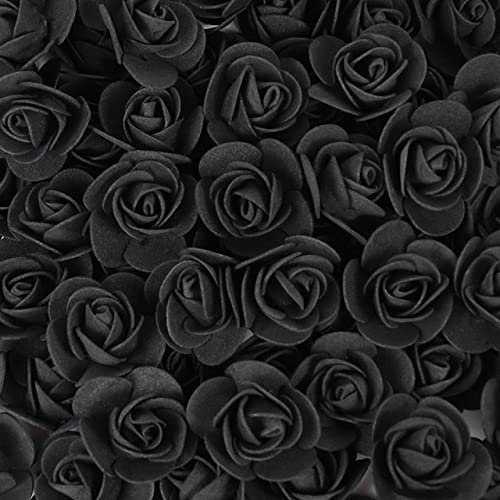 SAMEZA 50/100/200 Pz Orsacchiotto di Rose 3cm PE Schiuma Testa di Rosa Fiore Artificiale Decorativo per la Casa Ghirlanda Matrimonio San Valentino Regalo Fai da Te,Nero,100PCS