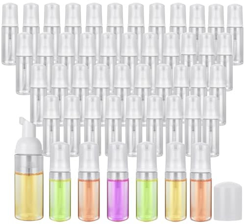 50 Stück Schaumstoff-Pumpflaschen, 30 ml, Reisegröße, Pumpflasche, leer, Kunststoff, Schaum-Mousse, Spender, Flasche, nachfüllbar, transparent, Sofortschäumende Flaschen für Wimpern, Shampoo,