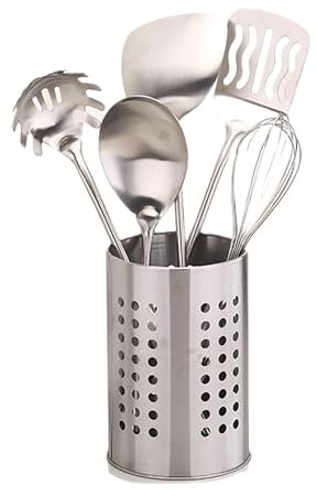 Kitchen Utensil Holder Stainless Steel Round Hole Cooking Tools Holder for Kitchen Home and Office