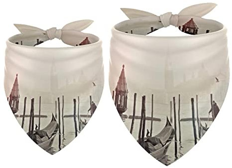 Hundehalstuch, Boote, Venedig, Italien, Gondel, Lagune, Haustierschal, Chiffon-Bandana, Dreieck-Lätzchen, Zubehör für kleine, mittelgroße und große Hunde, Welpen, Haustiere, 2 Stück