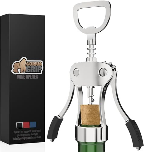 GORILLA GRIP BPA-Free Wine Opener, Corkscrew, Multifunctional, Black