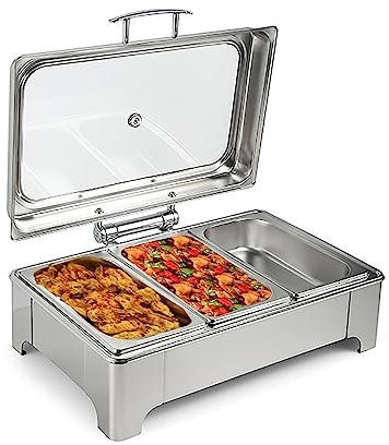 Yqyc Electric 12 Qt Chafing Dish Buffet Se, Stainless Steel Chafing Dish Buffet Set Chafer Temperature Control, For Catering, Parties, Buffets (Color : 1/3 pan, Size : 1 pcs)