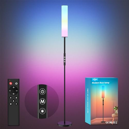 WISIMMALL Rgb Led Stehlampe Wohnzimmer, 65 Ecklampe 20W 1500 Lumens Standleuchte Dimmbar 2000K-6000K 3 Farben Temperatur Ecken Lampe mit Fernbedienung für Schlafzimmer, Spielzimmer