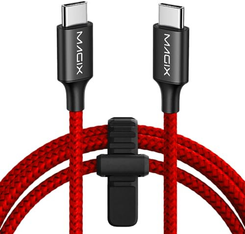 Magix Câble USB C 60W 2M Rouge, Charge Rapide PD 3.0 3A, Vitesse de Transfert de Données 480Mo/s, Compatible avec Macbook Pro/Air, iPad Pro 2021/Air 5, Galaxy S23/S22 Ultra, Pixel 7 6