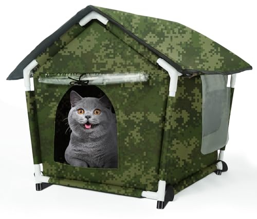 Outdoor Cat House Weatherproof Cat Shelters for Feral Cats Indoor Cat House with Mat and Edging Nails for Outside Provides Cozy Shelter for Stray and Outdoor Cats