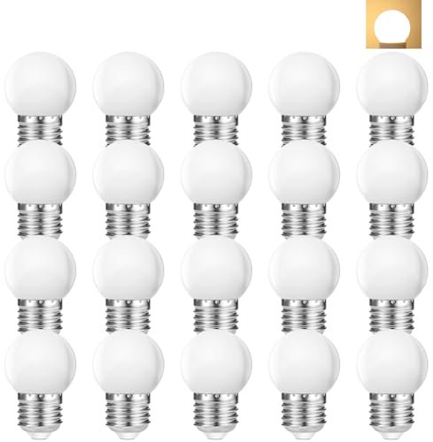 Suncan 20 Stück LED E27 1W, E27 Schraube Sockel 1W Glühbirne Globe Lampe für Urlaub Party Dekoration, für Lichterkette, AC 220V,Warmweiß 2700K