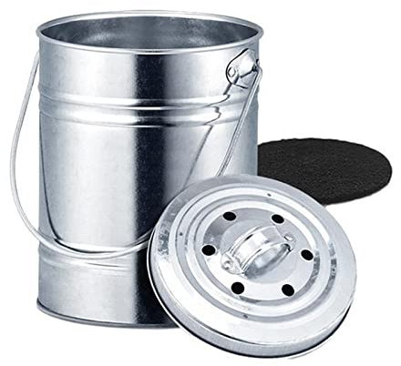 Garbage bin 3 Liter Kitchen Compost Bin with No Lock Lid Plastic Liner & Charcoal Filters Melons Leaves Storage Bucket Sturdy Construction & Seal Trash Can