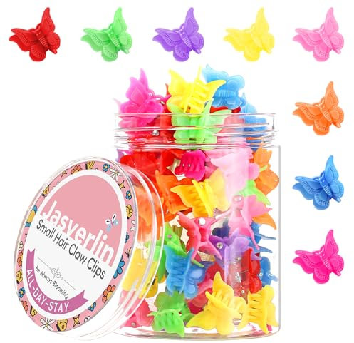 JASVERLIN Fermagli a farfalla per capelli, Y2K Mini pinze per capelli in plastica Accessori estetici per capelli per ragazze e donne degli anni '90 8 colori 50 pezzi (Bagliore Neon)