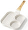 GiPP Non Stick Egg Pan, 3-Cup Granite Omelette Pan Skillet for Breakfast, Pancake Skillet with Heat-Resistant Handle, Compatible with All Stovetops, Easy to Clean, PFOA Free (White, 3-Hole)