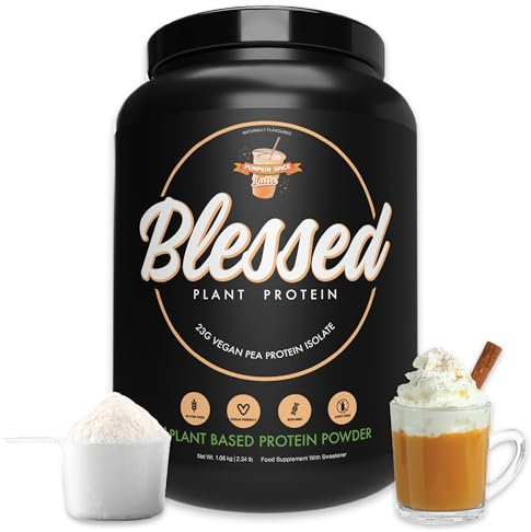 BLESSED Plant Based Protein Powder – 23 Grams, All Natural Vegan Friendly Pea Protein Powder, Gluten Free, Dairy Free & Soy Free, 30 Serves (Pumpkin Spice Latte)