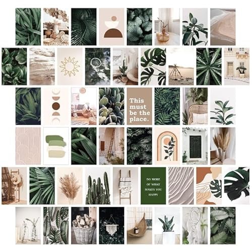 PacuM 50teiliges Wandcollage-Set WandcollageSet Ästhetische Postkarten WandcollageSet VintageBotanische PostkartenSet RetroÄsthetische Postkarten mit Sprüchen Kommt mit schöner Box + Kleberspender