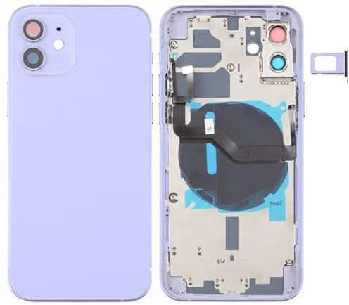 High-Tech Place - Tapa trasera de la batería (con teclas laterales y bandeja de tarjetas y potencia + volumen Flex cable y módulo de carga inalámbrica) para iPhone 12