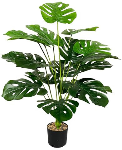 Zelihrdu Grande Plantas Artificiales Decorativas Tropic Árbol Artificial con Maceta, Realista Planta Falsa para Interior Exterior Hogar Oficina Jardín Boda Decoración (75cm Verde Monstera)