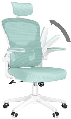 rattantree Chaise Bureau, Fauteuil de Bureau à Dossier Haut avec Appui-tête, Chaise d'Ordinateur Ergonomique avec Accoudoir Réglable et Support Lombaire pour Bureau, Vert