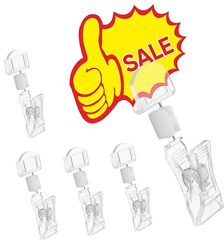 Gogogmee 30 Stk Werbemappe aus Acryl Display-Schildhalter Clip anzeigen Tag-Clips Preisschildhalter visitenkarten halterung monitorständer Preisschild-Clip Clip für Preisschild Transparent