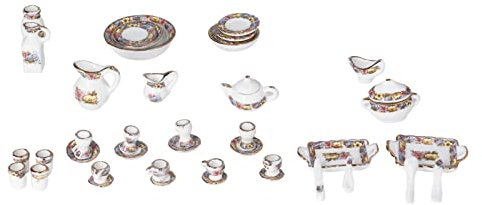 Juego de Tazas de té de Casa de Muñecas 1:12 Juego de Tazas de té de Cerámica en Miniatura Deco de Simulación para 46 Fiestas de Porcelana Tipo 1 o Simplemente para Agregar Al