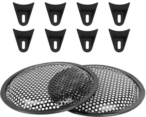 Unifizz 2Pcs Car Audio Speaker Sub Woofer Subwoofer Metal Waffle Grill Cover Protector with Rubber Edge and Clips 15 Inch Black