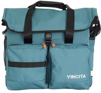Vincita Voyage Atlas Tasche für Brompton Klapprad - Mit abnehmbarem Vorderträgerrahmen für Brompton Faltrad, Regenschutz und Schulterriemen - Brompton Fahrradzubehör für Fahrer (Blau)
