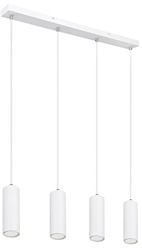 Globo Hängeleuchte Pendellampe weiß Wohnzimmerleuchte 4-flammig Deckenlampe hängend, Metall, 4x GU10 Fassungen, LxBxH 65x6x120 cm
