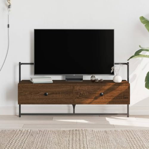 Iiaky-Mobile TV a Muro Rovere Marrone 100,5x30x51cm Legno Multistrato|Mobile TV con Mensola a Muro,Ripiani Aperti e Armadietto Chiuso per Soggiorno e Camera da Letto,in Truciolato