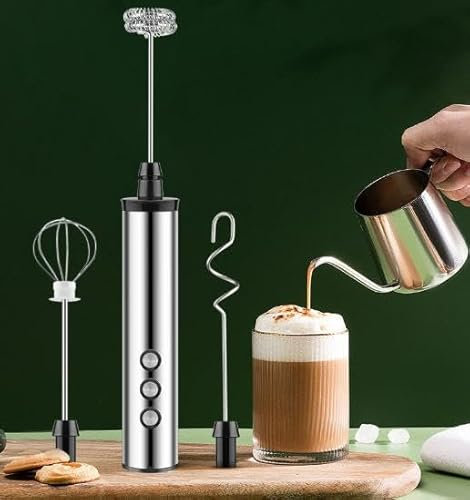 Hand Blender Milk frother - Three Heads Stainless Steel