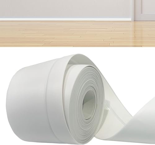 Battiscopa Adesivo Flessibile, 12 Metri -50x20 mm PVC Battiscopa per Muro, Spessore 1,1 mm Battiscopa Angolare Autoadesivo per bagno, cucina e camera da letto