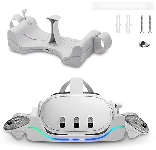 ADDLIVE Charging Dock for Meta Quest 3, VR Quick Charger Dock Meta Quest 3 with 7 Colors Breathing Light and Non-Slip Mat, Wall Mount Charging Station for Quest 3 Headset Only (White)