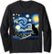 Cat Starry Night Van Gogh Cat For Cat Lover Long Sleeve T-Shirt