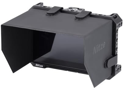 Nitze Monitorkäfig für PortKeys BM5 IV/IV WR/III/III WR, Monitor Käfig Cage mit Mehreren 1/4 Gewindebohrungen, Kaltschuhhalterung und Eingebauter NATO-Schiene - JT-I05B