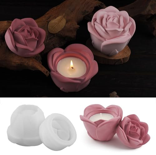 WIKIMO Epoxidharz Formen Silikon-Kerzenständer, Silikonform Epoxidharz Florid Dose Mit Deckel, Silikonformen GießFormen Dose, Silikonform Schale, Silikonformen Rosen