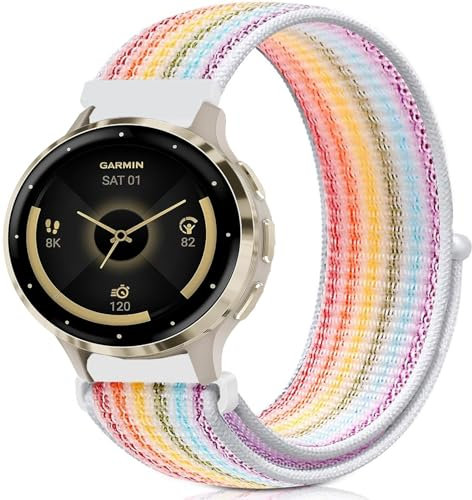 VELULYX Nylon Sportarmband kompatibel mit Garmin Venu 2S/Venu 3S/Vivomove 3S/Vivoactive 4S, 18 mm elastisches Armband für Fossil Gen 6/5E/3/4/Withings Steel HR 36 mm/ScanWatch 2 38 mm