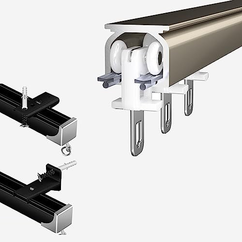 Raumtrenner Vorhang , Robuster Carnis Curtain Rail Track Sliding Room Divider Curtain Track System, With Stainless Steel Silent Rollers(Metallic - Side Mount,550cm)
