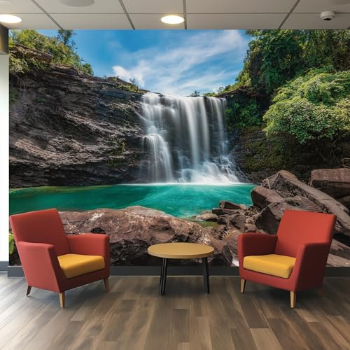Wallpaper Waterfall Wall Mural, Nature Landscape Photo Wallpaper for Living Room Bedroom, 450 x 315 cm
