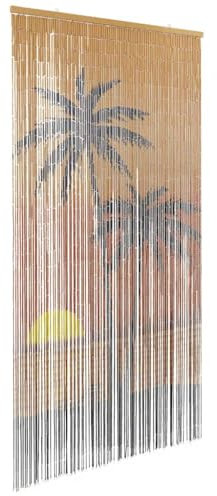 NQJIBUE Rideau de porte avec imprimé palmier 100 x 200 cm Bambou, décoration, traitements de fenêtre, moustiquaires de fenêtre