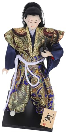 Alipis Japanische Samurai Puppe 30cm Traditionelle Kriegerfigur | Asiatisches Sammlerstück, Schreibtischdekoration für Besondere Anlässe, Handgefertigt aus Schaumstoff, Stoff, Abs und Holz