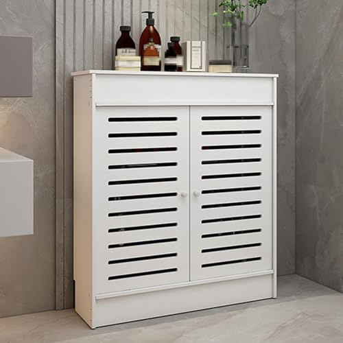 JINGSHIQIAOPL White Decorative Radiator Covers, Modern Radiator Cover Cabinet with 2 Doors and Storage Shelf, PVC Heater Cover for Bedroom, Living Room, Hallway(70x70x25cm/28x28x10in)