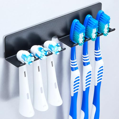 GGQ Zahnbürstenhalter Elektrische Zahnbürste - Zahnbürstenhalter Wand Ohne Bohren, Aufsteckbürsten Halter, Elektrische Zahnbürste Halterung, Selbstklebend Zahnbürstenkopf Halter (Schwarz, Extragroß)