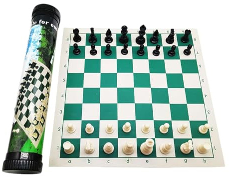 KiBcsLic Schachspiel Als Komplettes Brettspiel mit Allen Schachfiguren Und Rollbarem Turnierbrett Als Reiseset in Einem Praktischen Köcher mit Flanellschutz F, 52cmx8cmx8cm