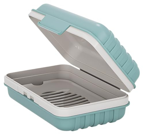 Boite à Savon avec Couvercle, Portable Boite Savon Voyage, Boite à Savon Voyage avec Fond Surélevé, Porte Savon Voyage Étanche et Antifuite pour Douche et Extérieur, Bleu