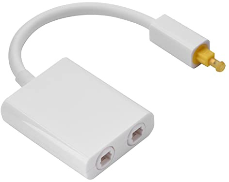 Tomantery Optischer Kabelsplitter mit 24-Karat-Goldanschlüssen, Verlustarmem 1-mm-Kern, 1-in-2-Ausgang für A/V-Receiver/Fernseher, für Ultimatives Hörerlebnis (Weiß)