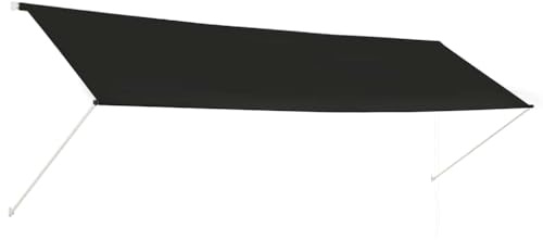 Einziehbare Markise 400×150 cm Anthrazit UV- und wasserbeständig mit Stahlrahmen für Balkon Terrasse Garten, Handbetriebene Gelenkarmmarkise, wetterfest, ausfahrbar