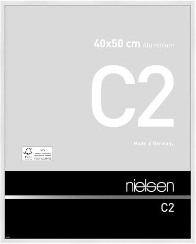 nielsen Bilderrahmen, 40 x 50 cm, Aluminium, Weiß glanz, Posterrahmen zum Aufhängen im Hoch- & Querformat, Echtglas, C2