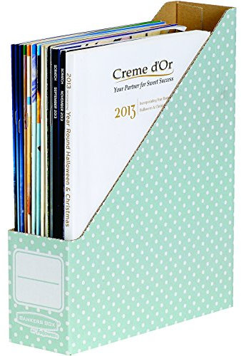 10 BANKERS BOX Magazine File Holder - Cardboard File for Magazines, Books & Paperwork - FSC Certified - W15.9 x H31 x D32cm - Pack of 10 - Green/White