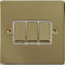 Schneider Electric Ultimate Flat Plate - 3 Gang Rocker 2 Way Light Switch, Single Pole, 16AX, GU1232WPB, Polished Brass with White Insert