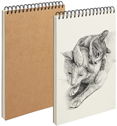 BELLE VOUS Skizzenbuch A4 Spiralbindung - 46 x 128gsm Seiten, 21 x 29,5cm Aquarellpapier Notizbuch Blanko - Wasserfarben Papier Mit Cover - Zeichenblock Weiß Skizzenblock Malblock