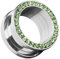 Piersando Flesh Tunnel Ohr Piercing Plug Ohrpiercing Schmuck Schraub aus Edelstahl Tribal mit Zirkonia Kristall Steinen Silber 6mm Grün