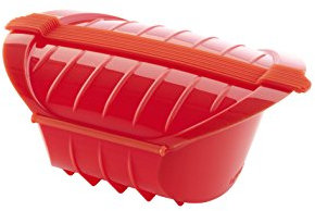 Lekue 3408600R10U500 1-2 with Tray, Red Deep Steam Case mit Ablage für 1–2 Personen, Rot, Silikon