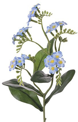 Kunstblume Vergissmeinnicht mit 24 blau weiß farbigen Blüten, 36cm hoch - Künstliche Brautstrauß Zierblume blühend