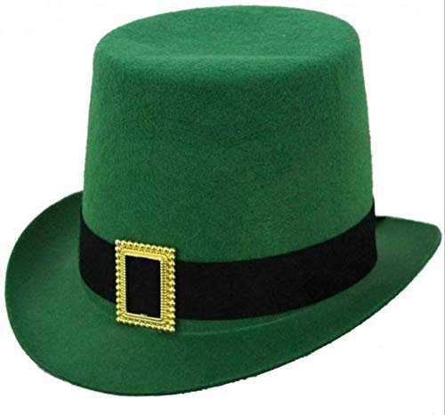 Irischer Hut für Erwachsene – grüner Filz-Hut mit schwarzem Band und goldfarbener Schnalle – St Patricks Day Leprechaun Irland Hut, Party-Accessoire (Einheitsgröße)
