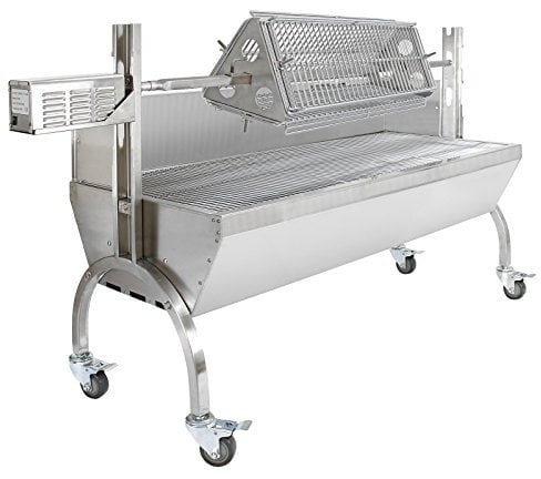 KuKoo 90kg Hog Roasting Machine Spit Rotisserie, With Grill Basket Attachment, Windshield & Cutlery